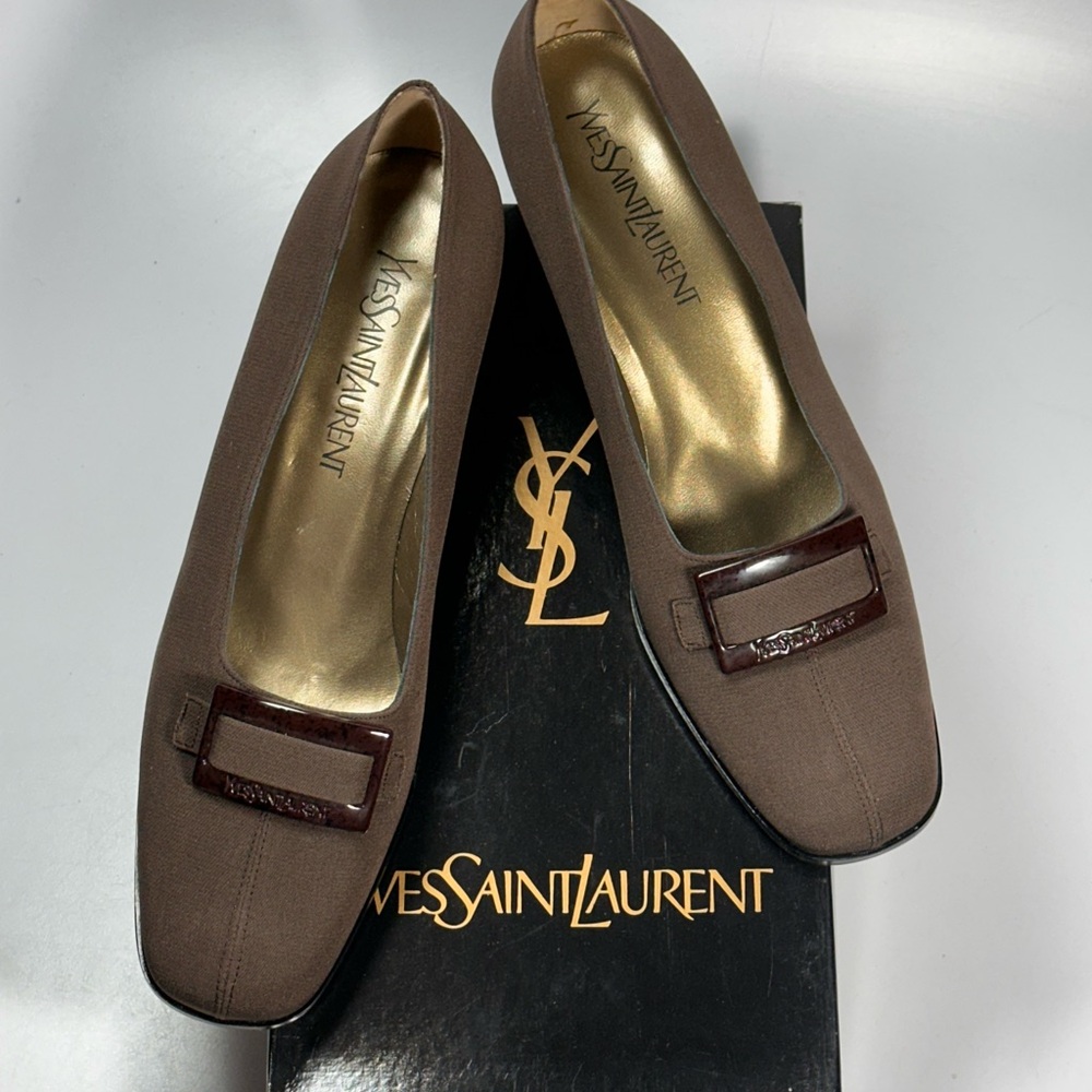 Yves Saint Laurent Chocolate Brown Heels Classic YSL Dress Office Formal  Heels